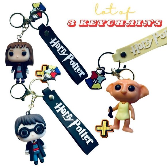 NWT Lot of 3: Hermione Granger, Harry Potter & Dobby Bracelet Wristlet Keychains - Picture 2 of 8